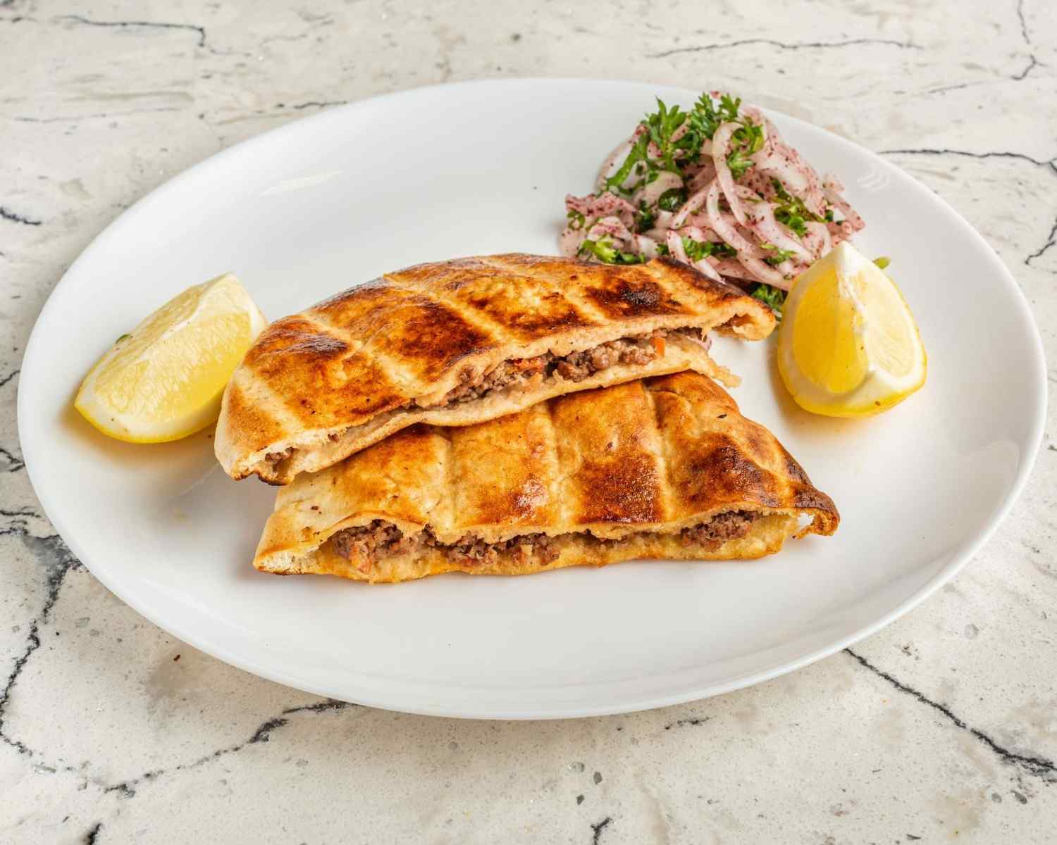 1 Arayes cut in half + Ayran